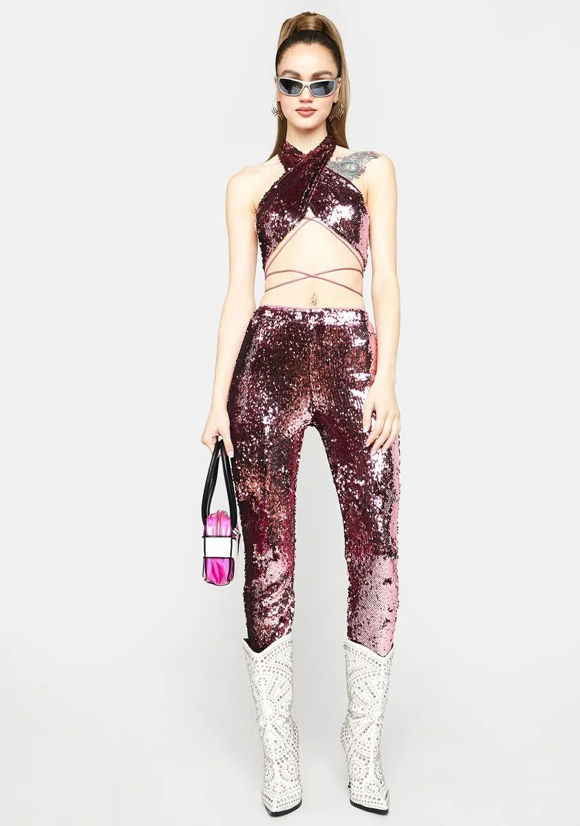 Mauve As You Please Sequin Pants Set sold by Dolls Kill product image thumbnail 5
