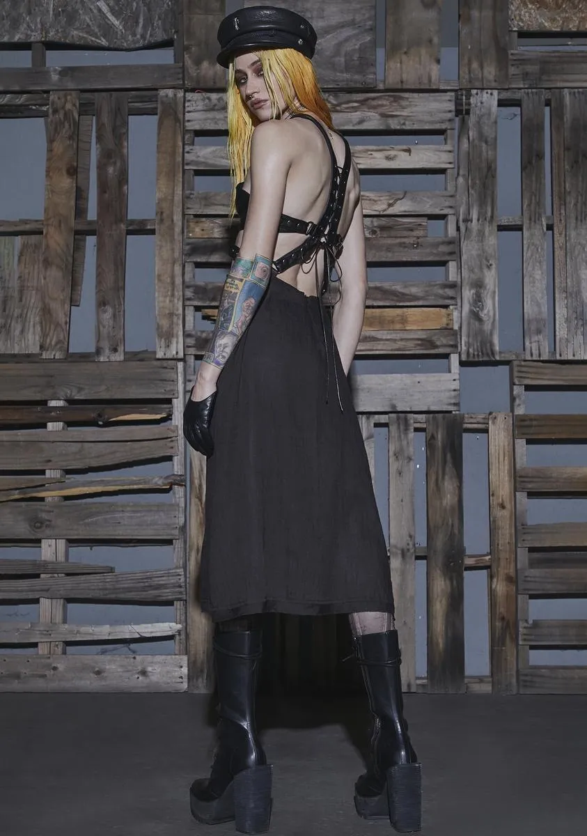 Flanger Vegan Leather And Gauze Midi Dress sold by Dolls Kill product image thumbnail 4