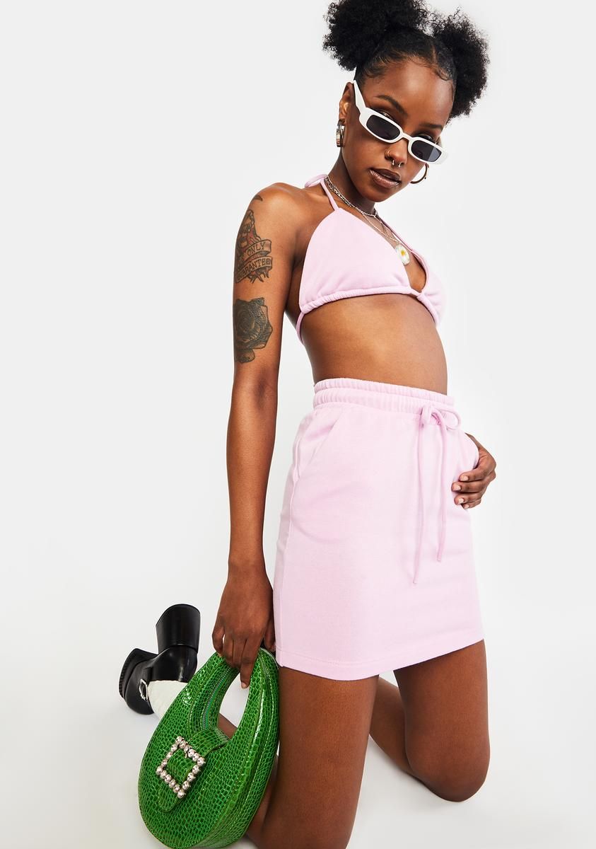 Lavender Wave Maker Terry Cloth Skirt Set sold by Dolls Kill product image thumbnail 2