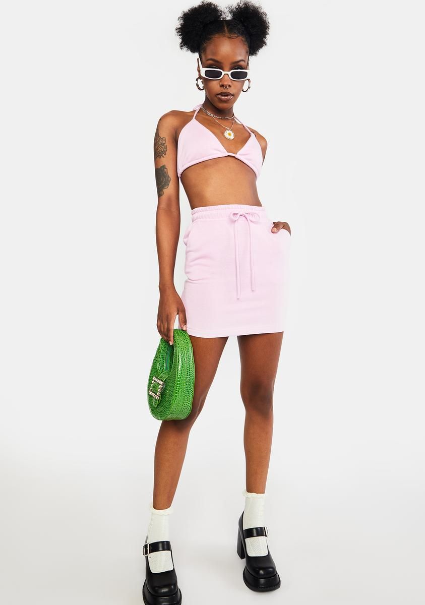 Lavender Wave Maker Terry Cloth Skirt Set sold by Dolls Kill product image thumbnail 3