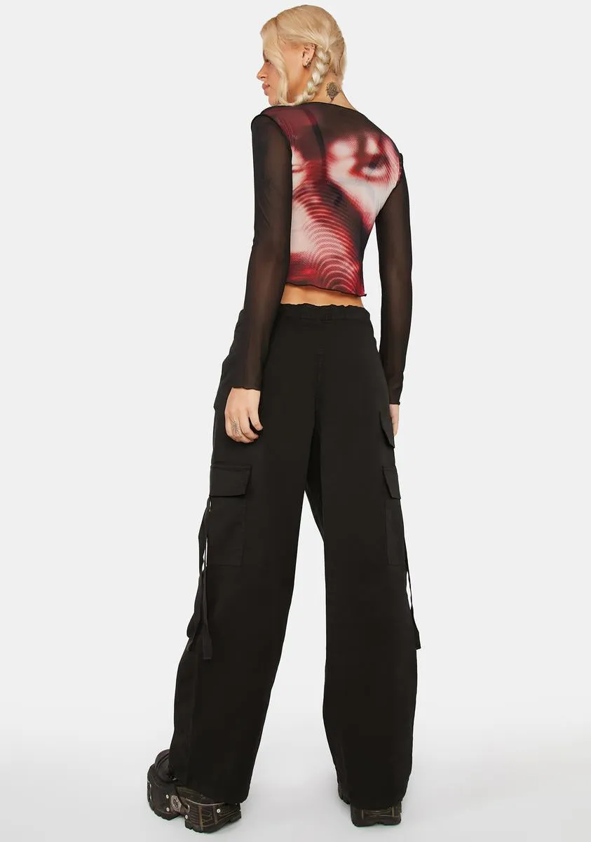 Rheo Black Tech Cargo Pants sold by Dolls Kill product image thumbnail 4