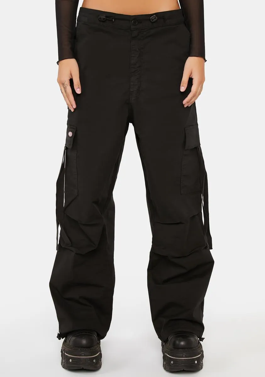 Rheo Black Tech Cargo Pants sold by Dolls Kill