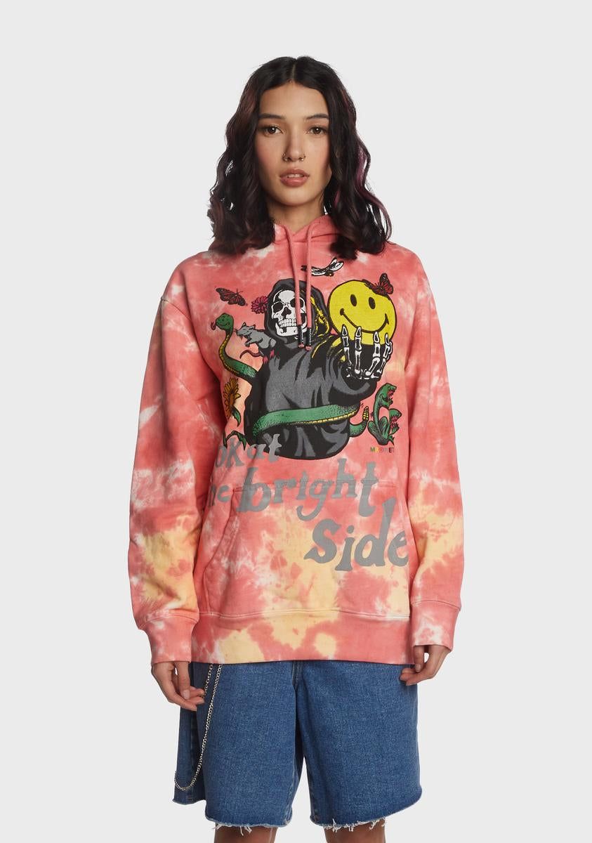 Look At The Bright Side Tie Dye Hoodie sold by Dolls Kill