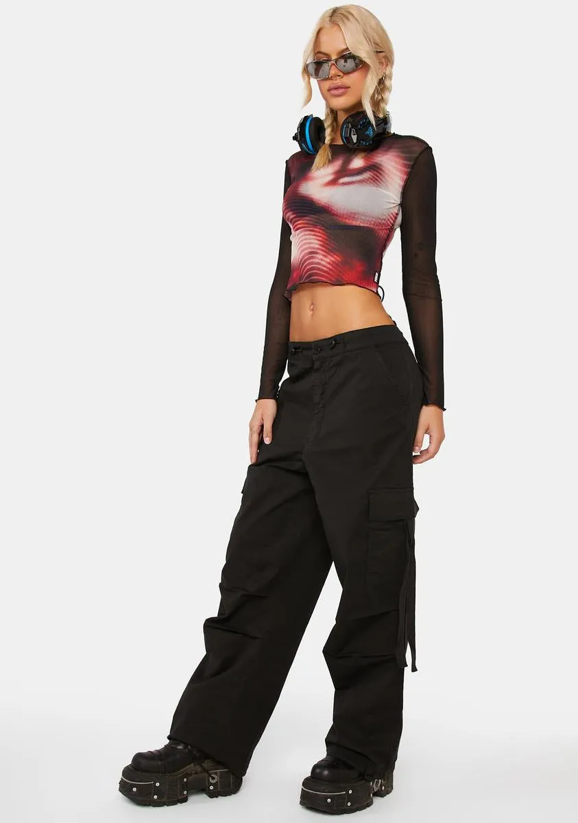 Rheo Black Tech Cargo Pants sold by Dolls Kill product image thumbnail 2