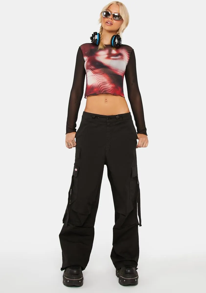 Rheo Black Tech Cargo Pants sold by Dolls Kill product image thumbnail 3