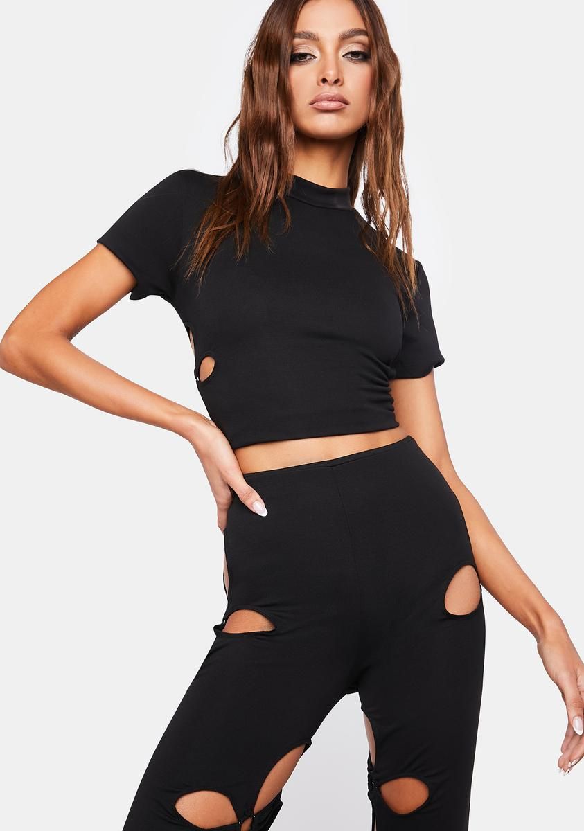 Black O-Ring Pants Set sold by Dolls Kill