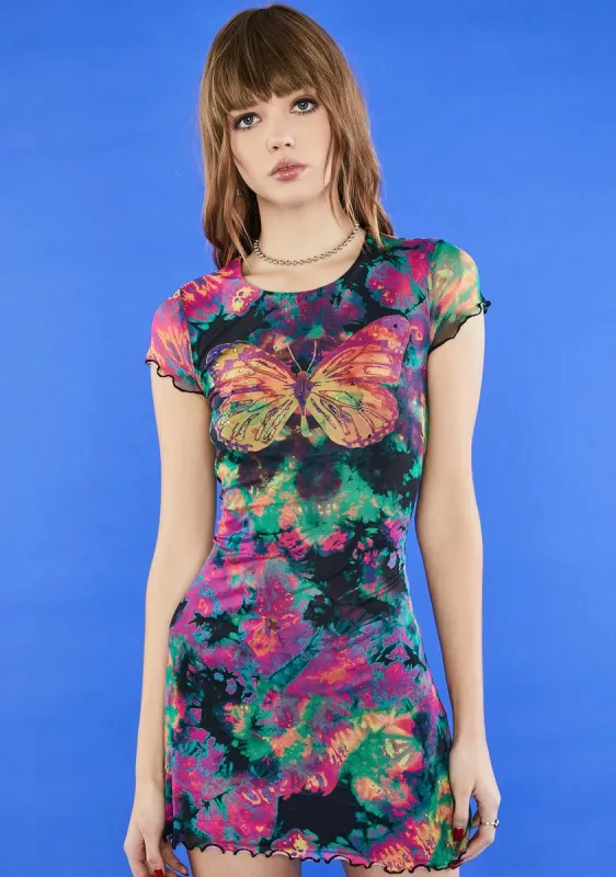 Social Butterfly Mesh Dress sold by Dolls Kill
