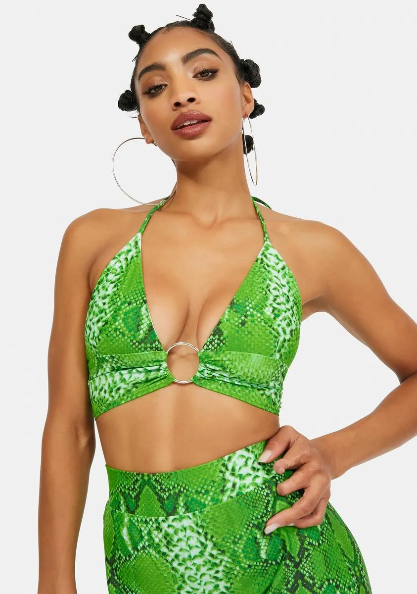 Green Snake Halter Top sold by Dolls Kill