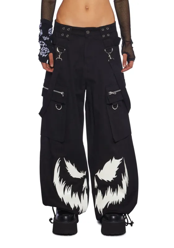 Ghoulish Glow In The Dark Wide Leg Pants sold by Dolls Kill