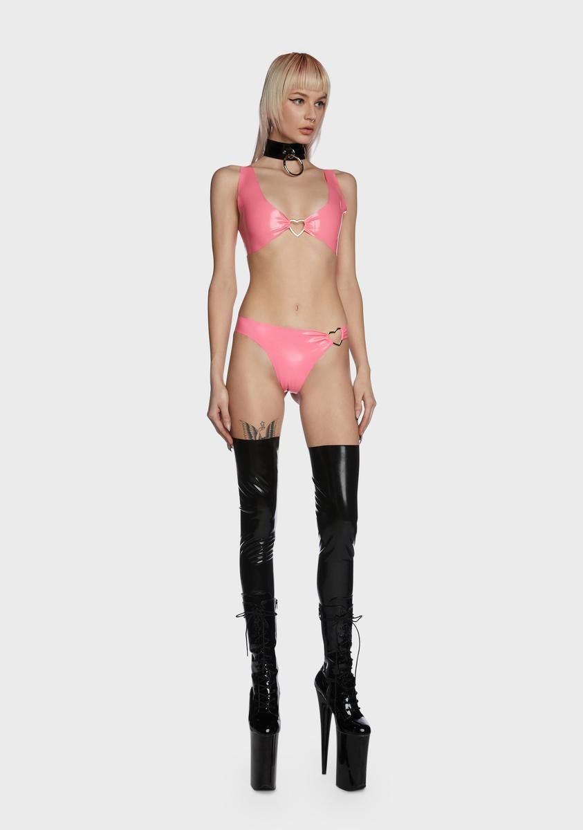 Pink Broken Hearts Latex Thong sold by Dolls Kill product image thumbnail 5