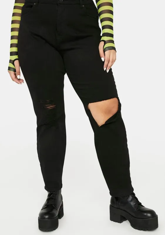 Plus Always Overthinking Distressed Jeans sold by Dolls Kill