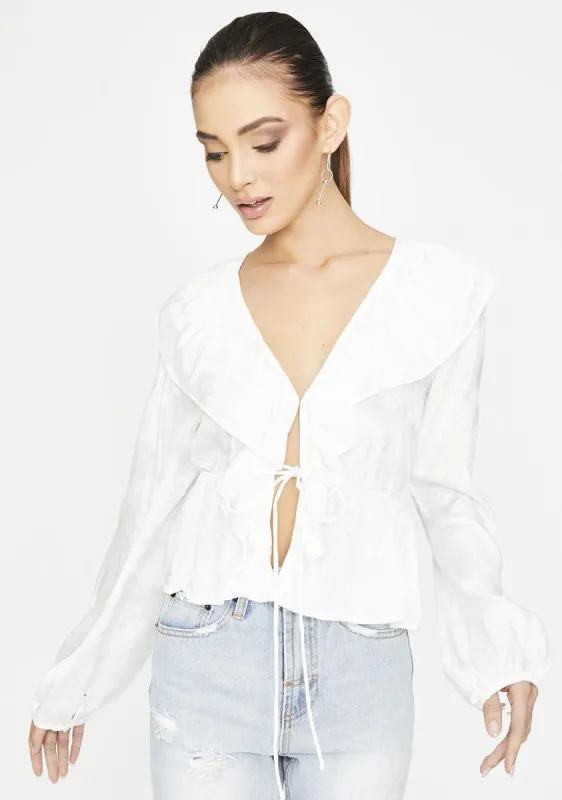 Ivory Diar Ruffle Top sold by Dolls Kill