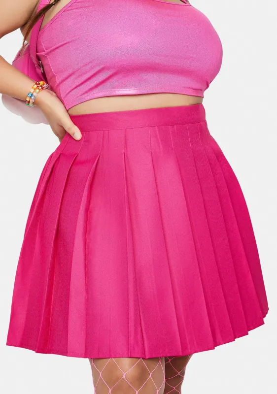 Plus Magenta Just Like Candy Pleated Skirt sold by Dolls Kill