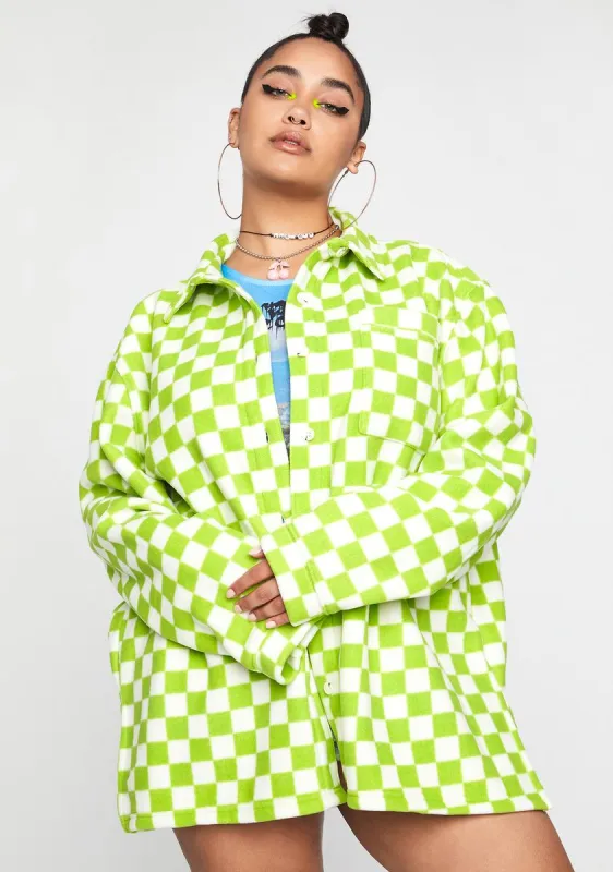 Plus Checkerboard Fleece Shirt sold by Dolls Kill