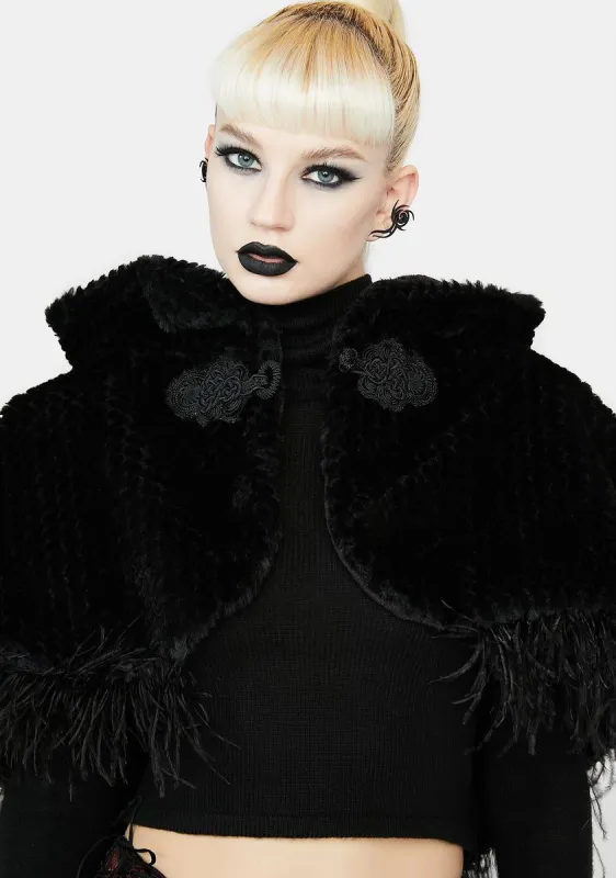 Black Faux Fur Cloak sold by Dolls Kill