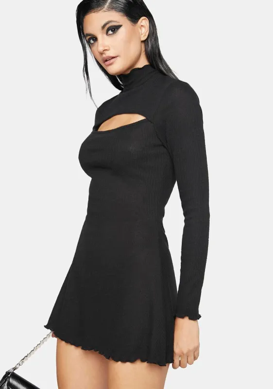Ready To Impress Mock Neck Mini Dress sold by Dolls Kill