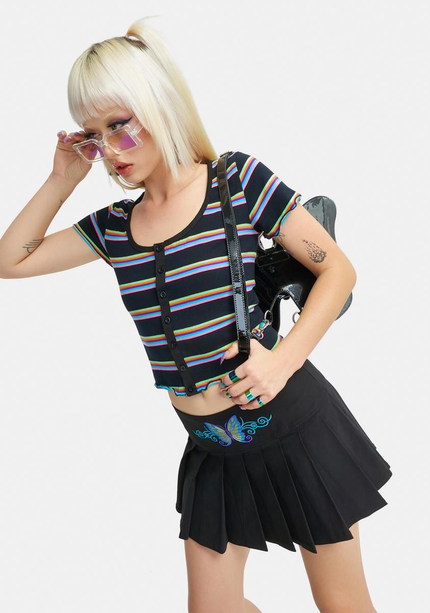 Abstract Reality Striped Button Up Tee sold by Dolls Kill product image thumbnail 2