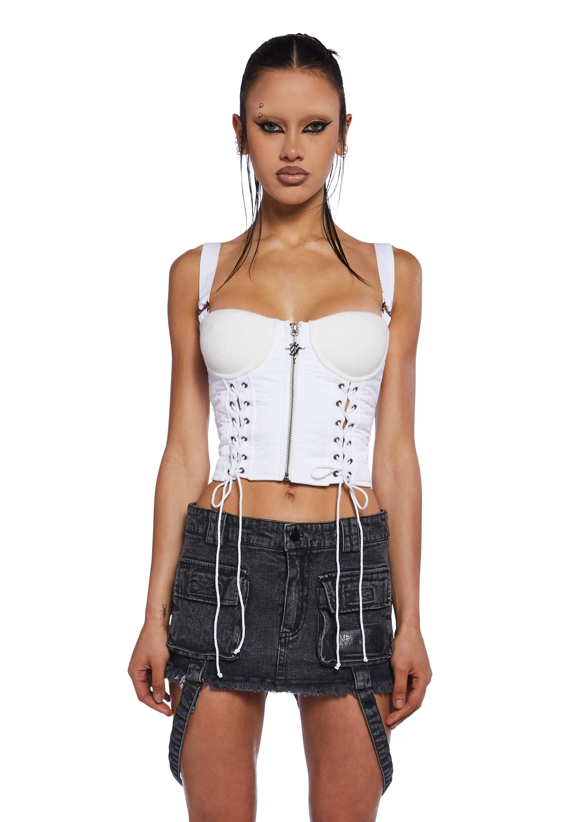Charged Lace-Up Corset Top sold by Dolls Kill