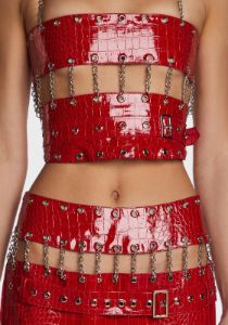 Red Chain Skirt Set sold by Dolls Kill