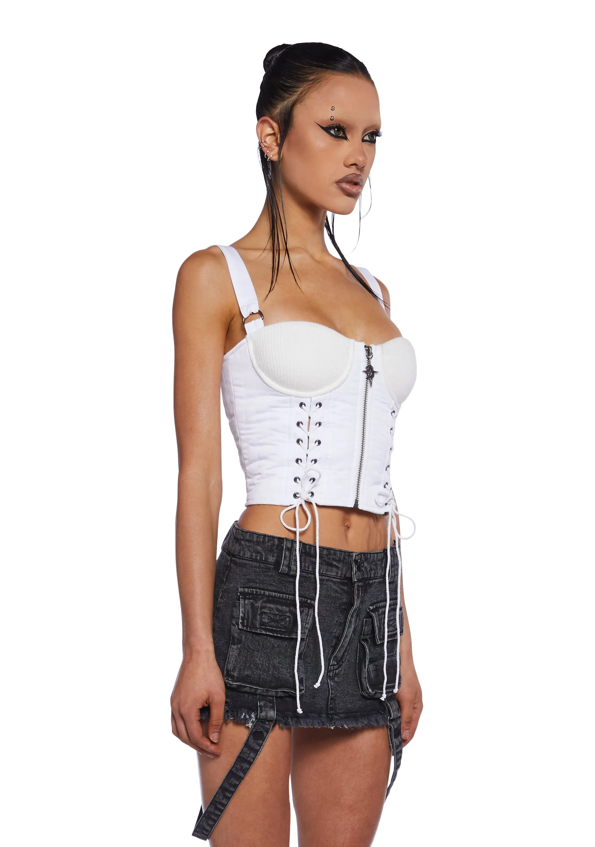 Charged Lace-Up Corset Top sold by Dolls Kill product image thumbnail 3