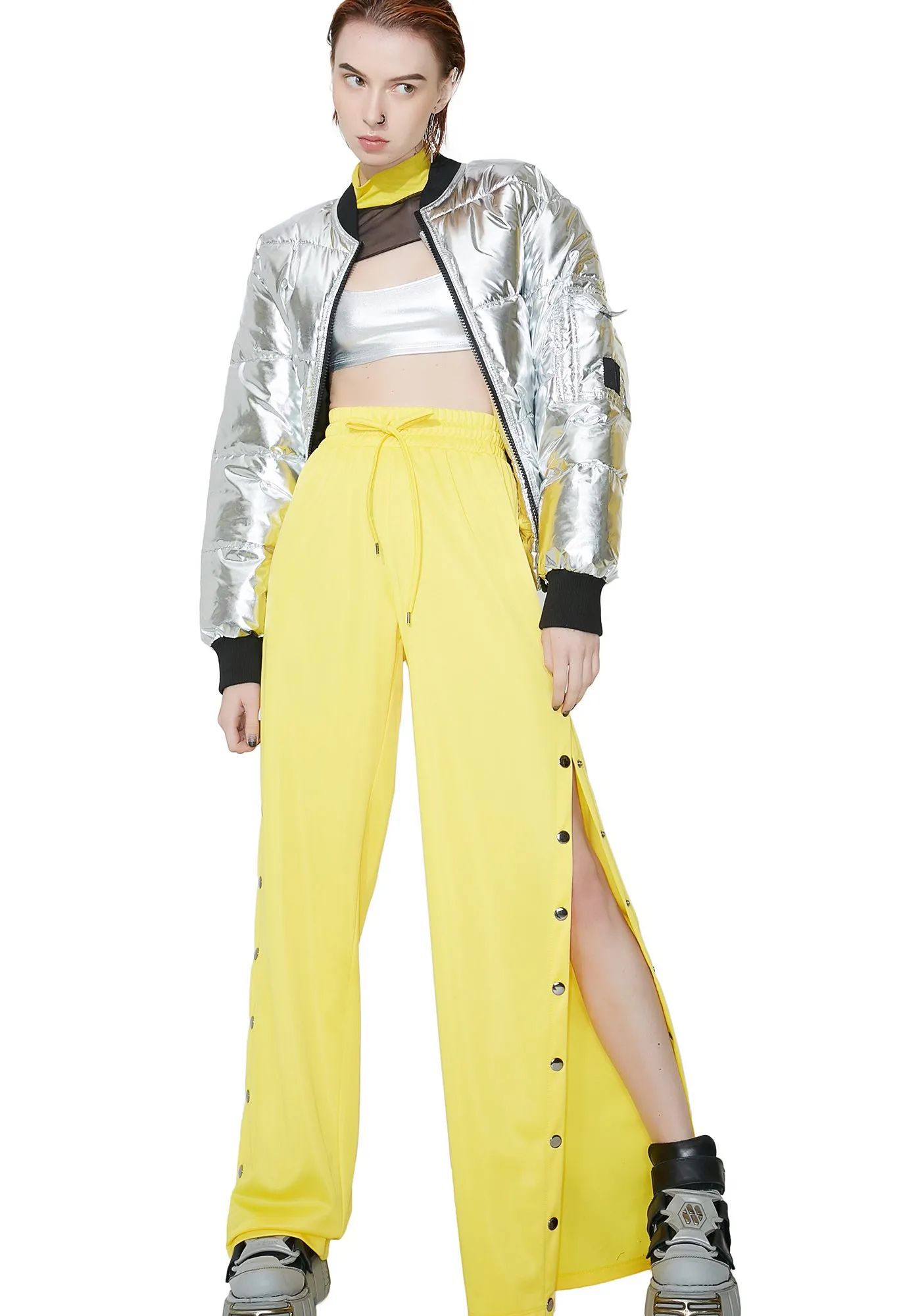 Lemon Wannabe Snap Track Pants sold by Dolls Kill product image thumbnail 5