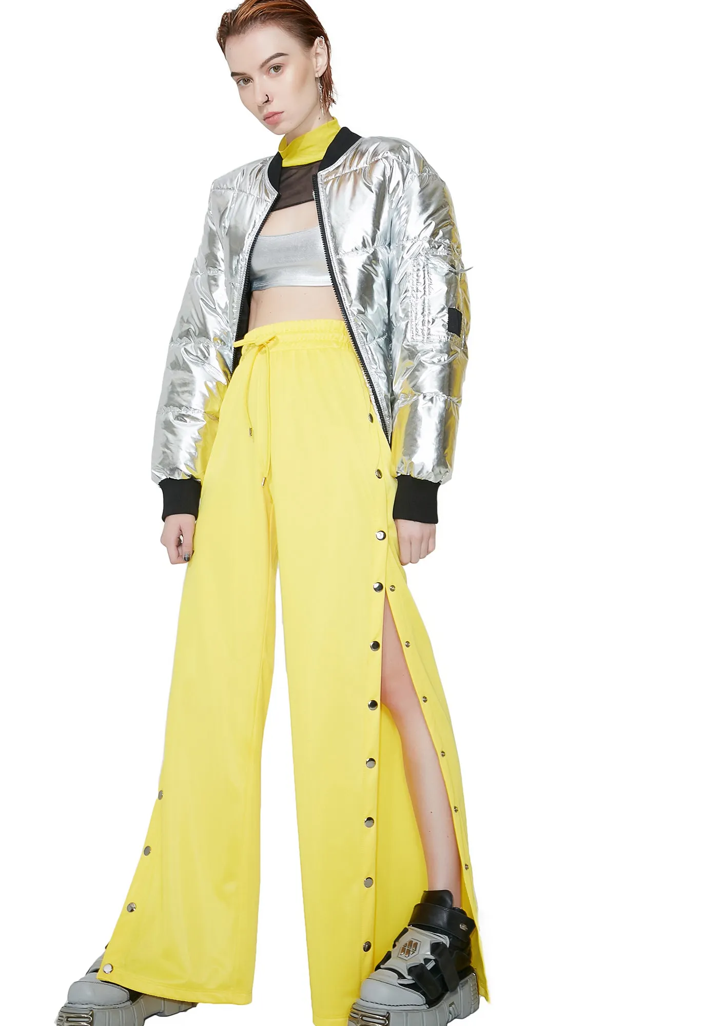 Lemon Wannabe Snap Track Pants sold by Dolls Kill product image thumbnail 2