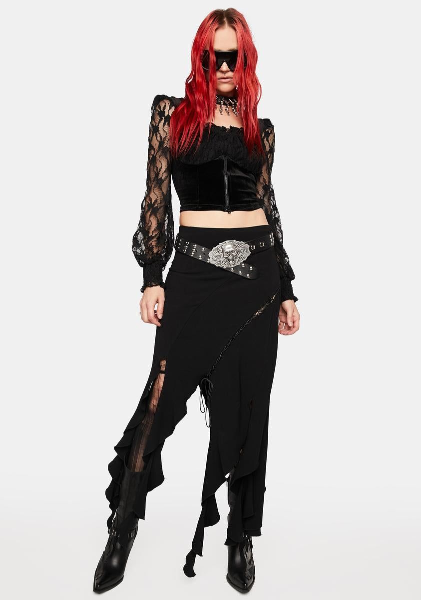 Square Neck Velvet Paneled Lace Top sold by Dolls Kill product image thumbnail 3