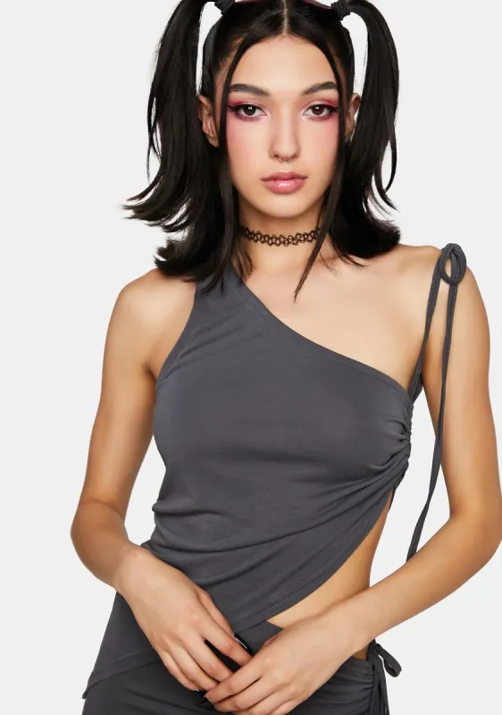 Frankie Asymmetric Drawstring Top sold by Dolls Kill
