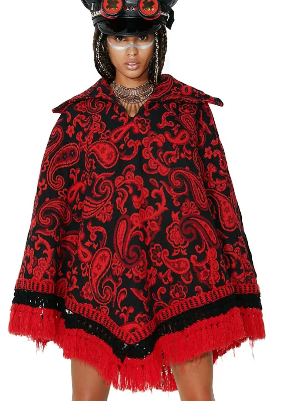 Vintage Floral Tapestry Poncho sold by Dolls Kill