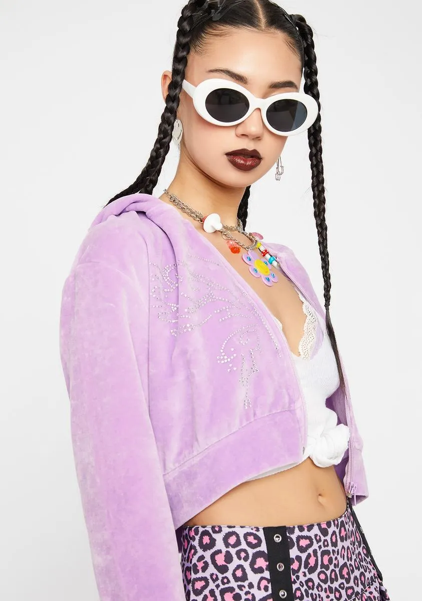 Diamante Butterfly Velour Hoodie sold by Dolls Kill product image thumbnail 2