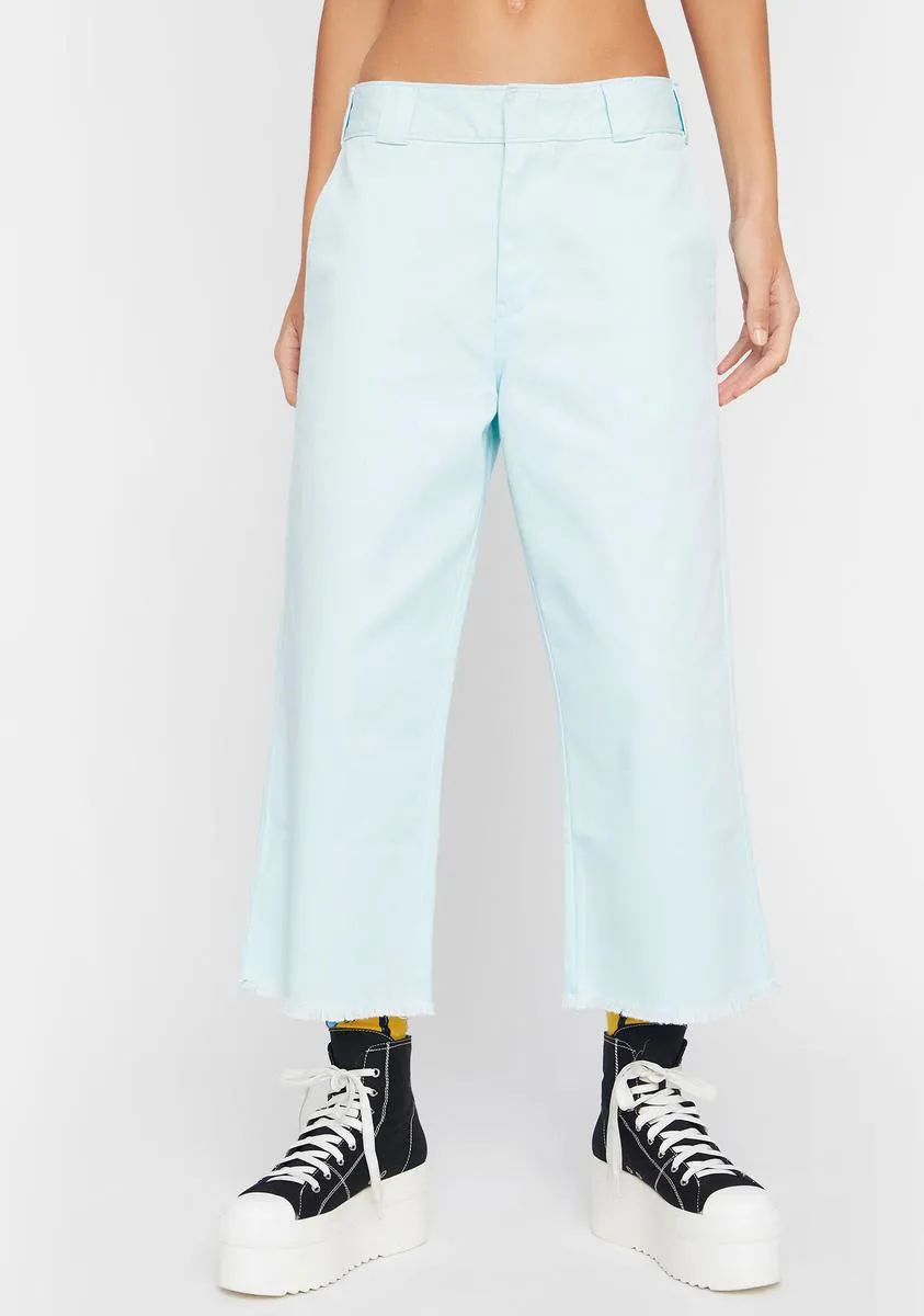 Sky Blue Cropped Hem Pants sold by Dolls Kill