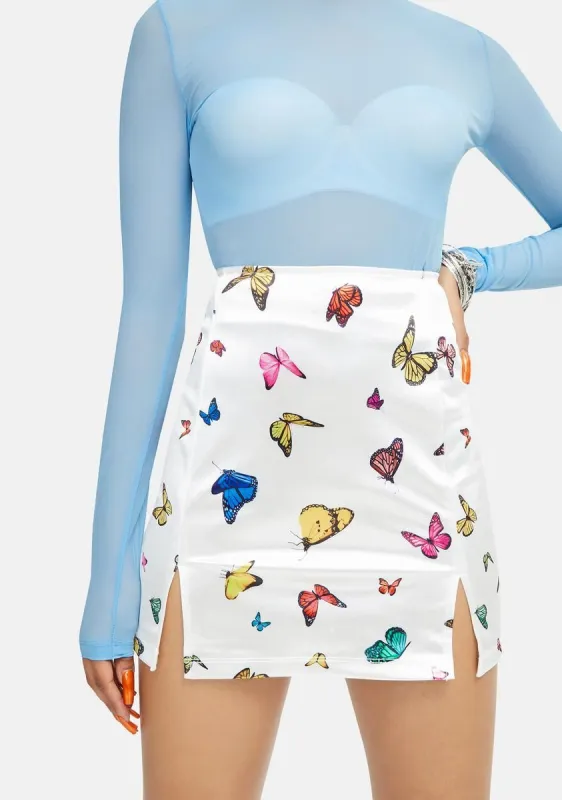 Cream Butterfly Zida Mini Skirt sold by Dolls Kill