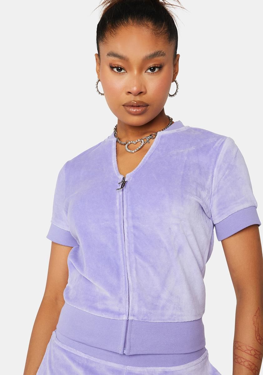 Freesia Short Sleeve Big Bling Velour Jacket sold by Dolls Kill product image thumbnail 2