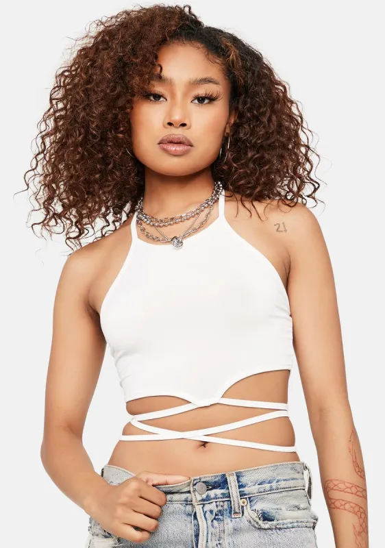 Halo No Rest Wrap Halter Crop Top sold by Dolls Kill