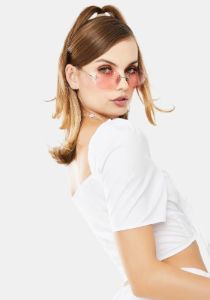 White Scrunch Front Crop Top sold by Dolls Kill