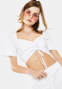 White Scrunch Front Crop Top sold by Dolls Kill