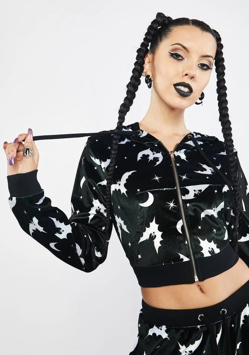Bat Behavior Velvet Track Jacket sold by Dolls Kill