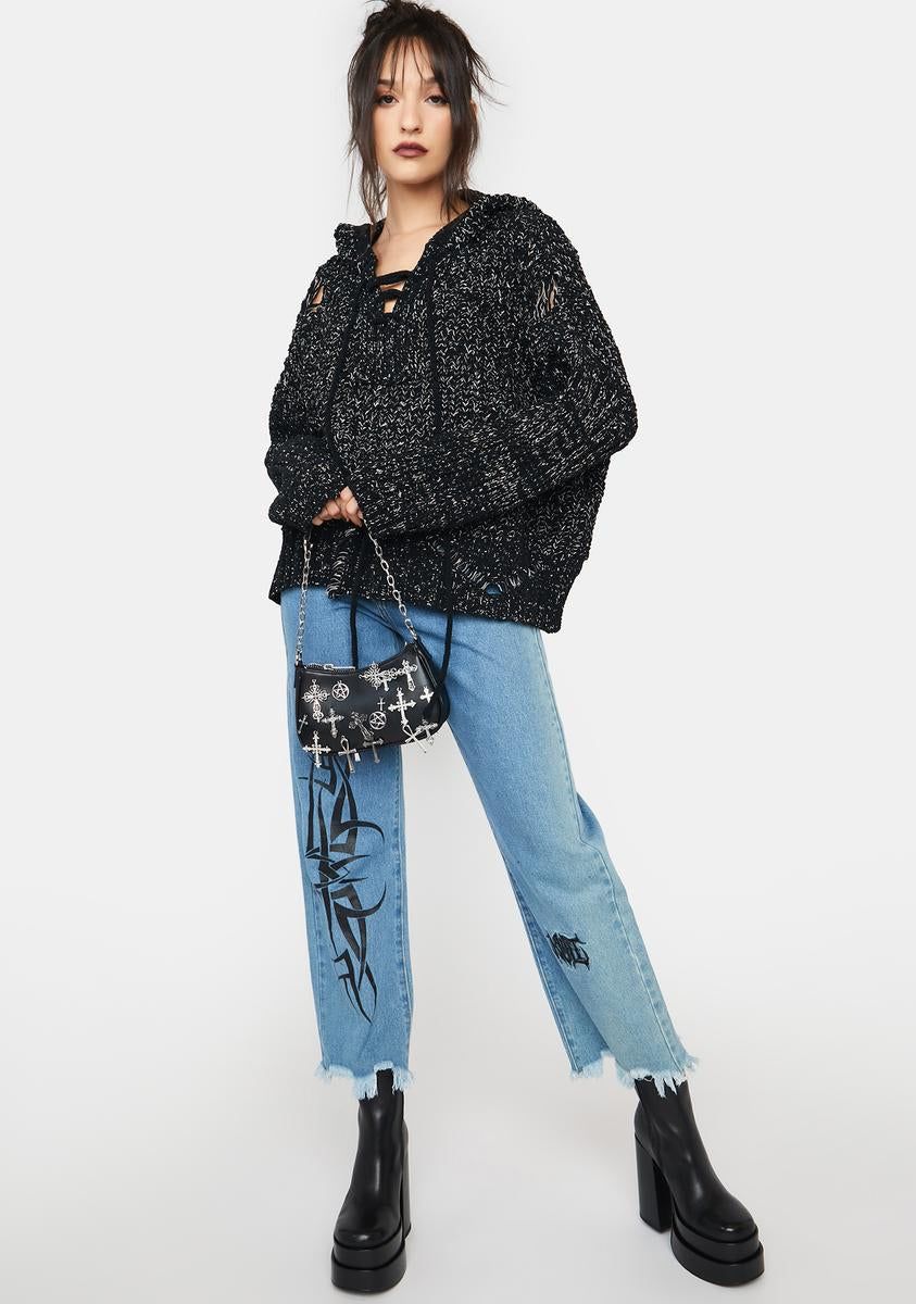 Grim Keep It Real Distressed Sweater sold by Dolls Kill product image thumbnail 3