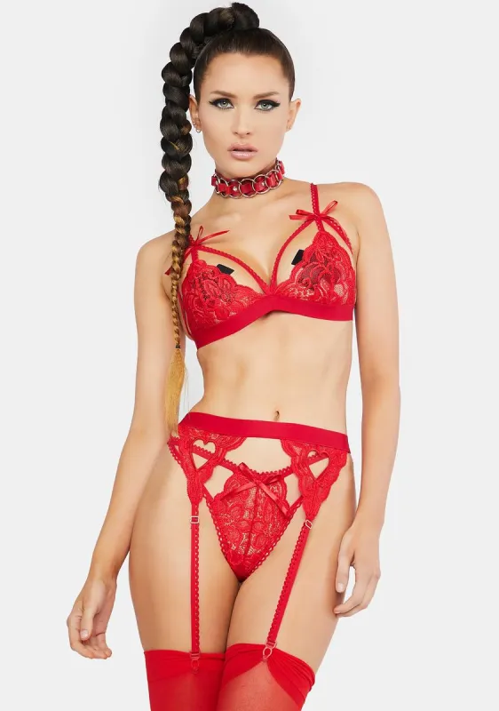 Cherry Tearin' Up My Heart Garter Set sold by Dolls Kill