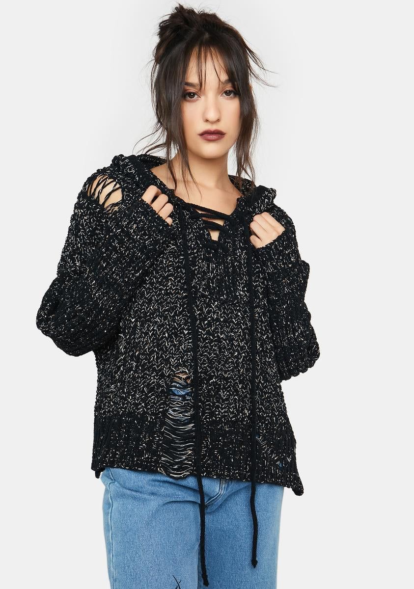 Grim Keep It Real Distressed Sweater sold by Dolls Kill