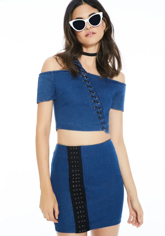 Folk Blues Crop Top sold by Dolls Kill