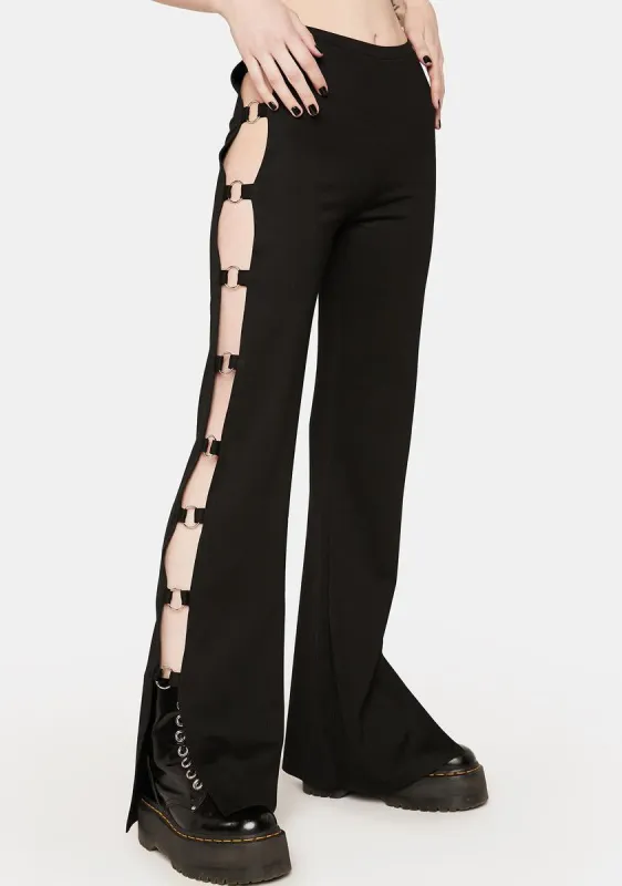 Open Ring Flared Pants sold by Dolls Kill