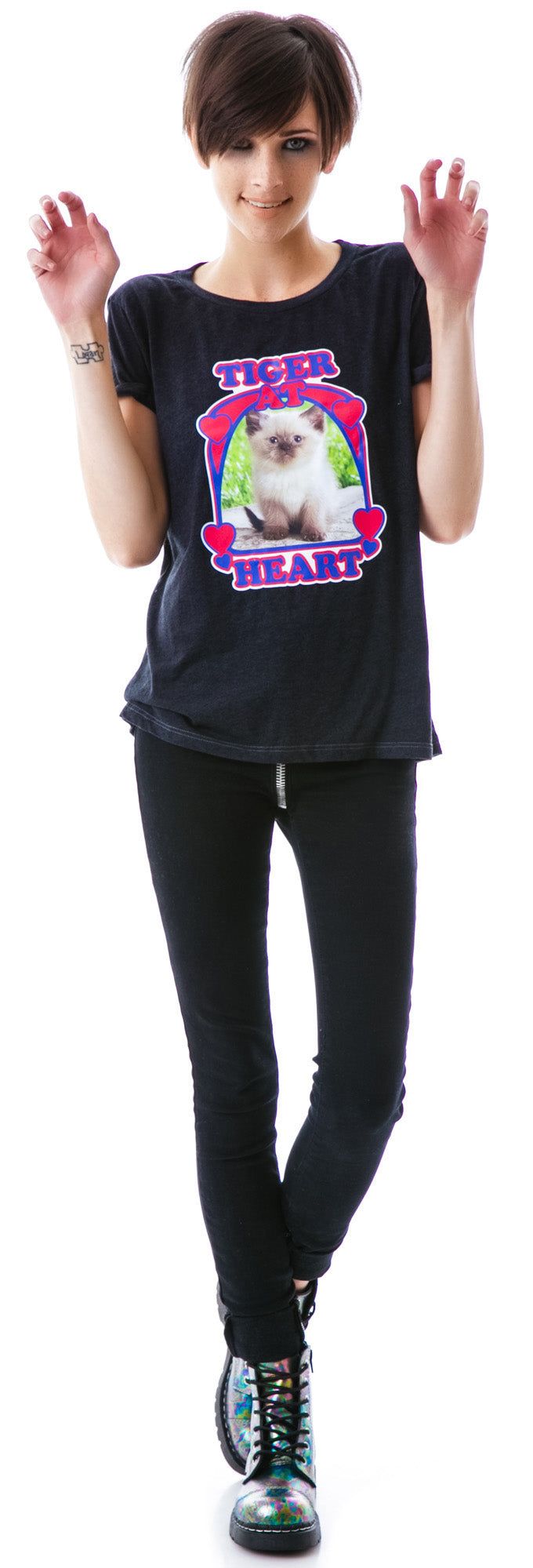 Tiger At Heart Schiffer Tee sold by Dolls Kill