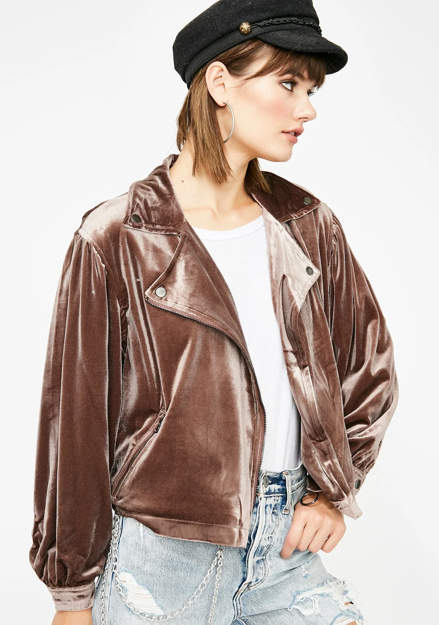 Babe Alert Velvet Moto Jacket sold by Dolls Kill