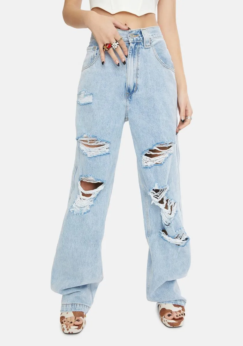 Ripped Slouchy & Loose Jeans sold by Dolls Kill