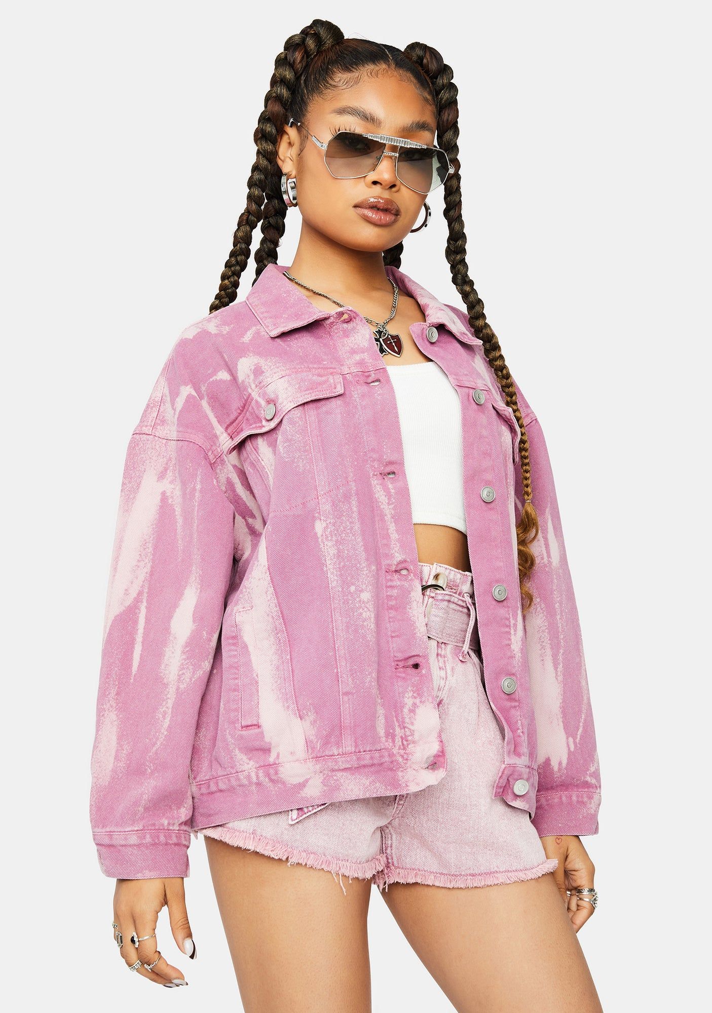 Blush Go My Own Way Tie Dye Denim Jacket sold by Dolls Kill product image thumbnail 2