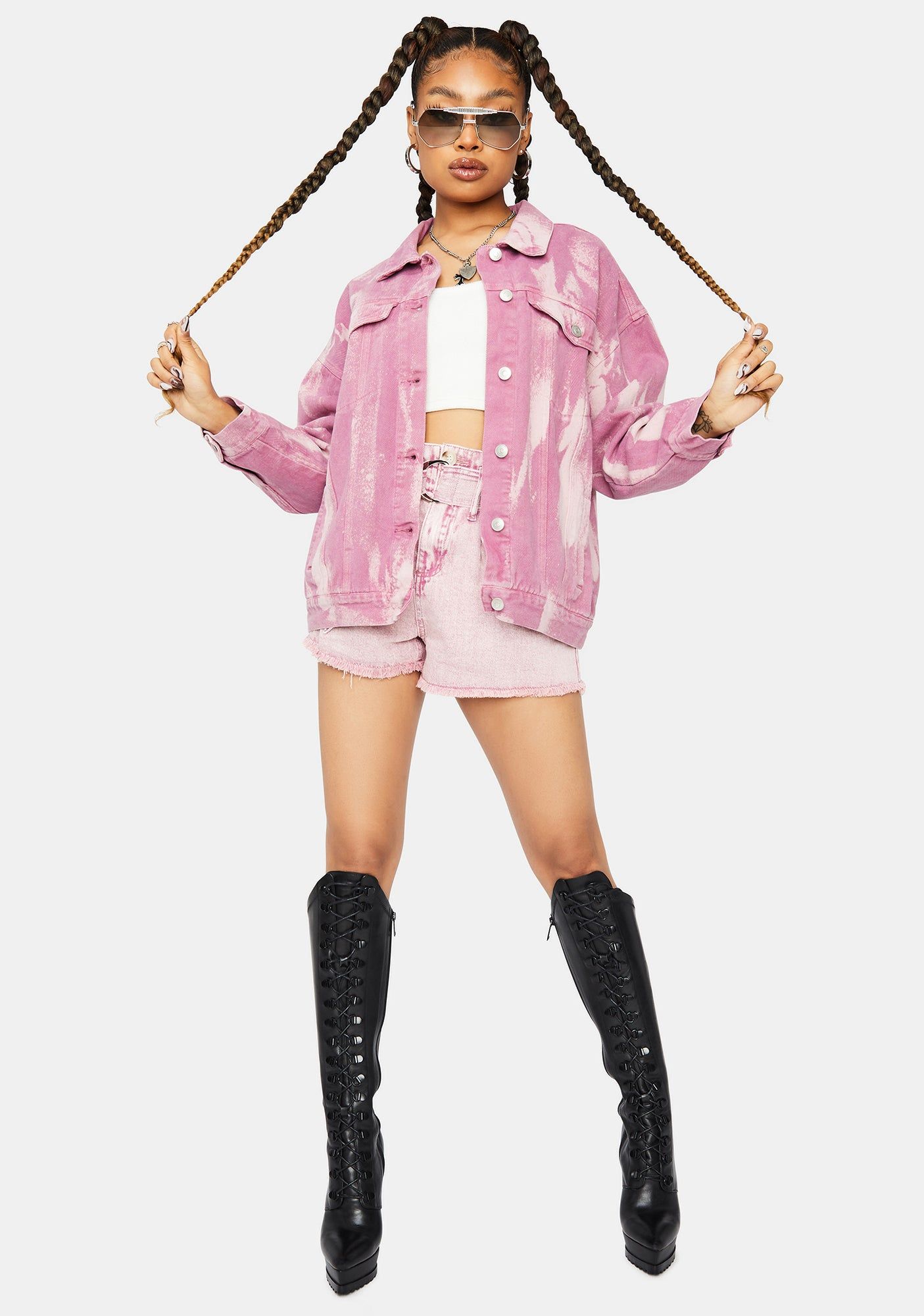 Blush Go My Own Way Tie Dye Denim Jacket sold by Dolls Kill product image thumbnail 4