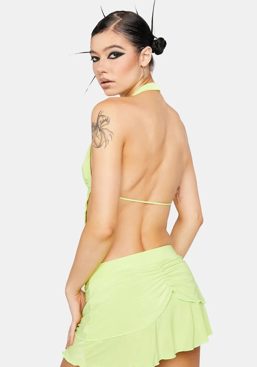 Lime Go All Night Ruched Skirt Set sold by Dolls Kill product image thumbnail 4