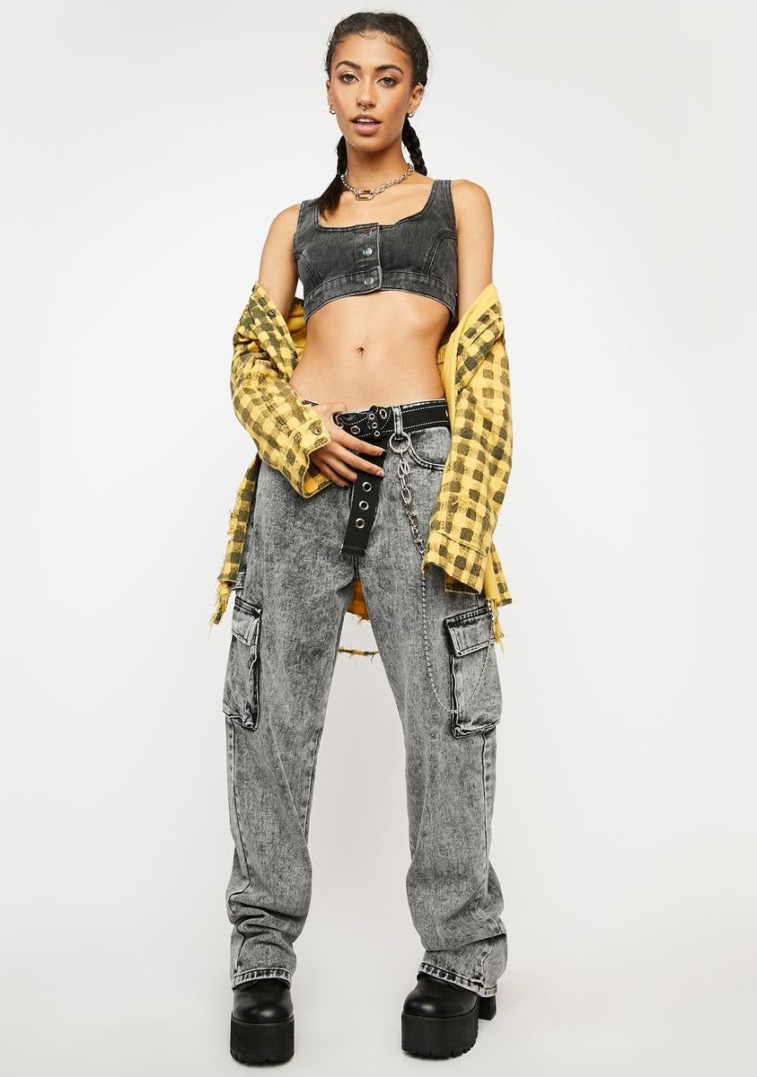 Washed Grey Extreme Crop Top sold by Dolls Kill product image thumbnail 3