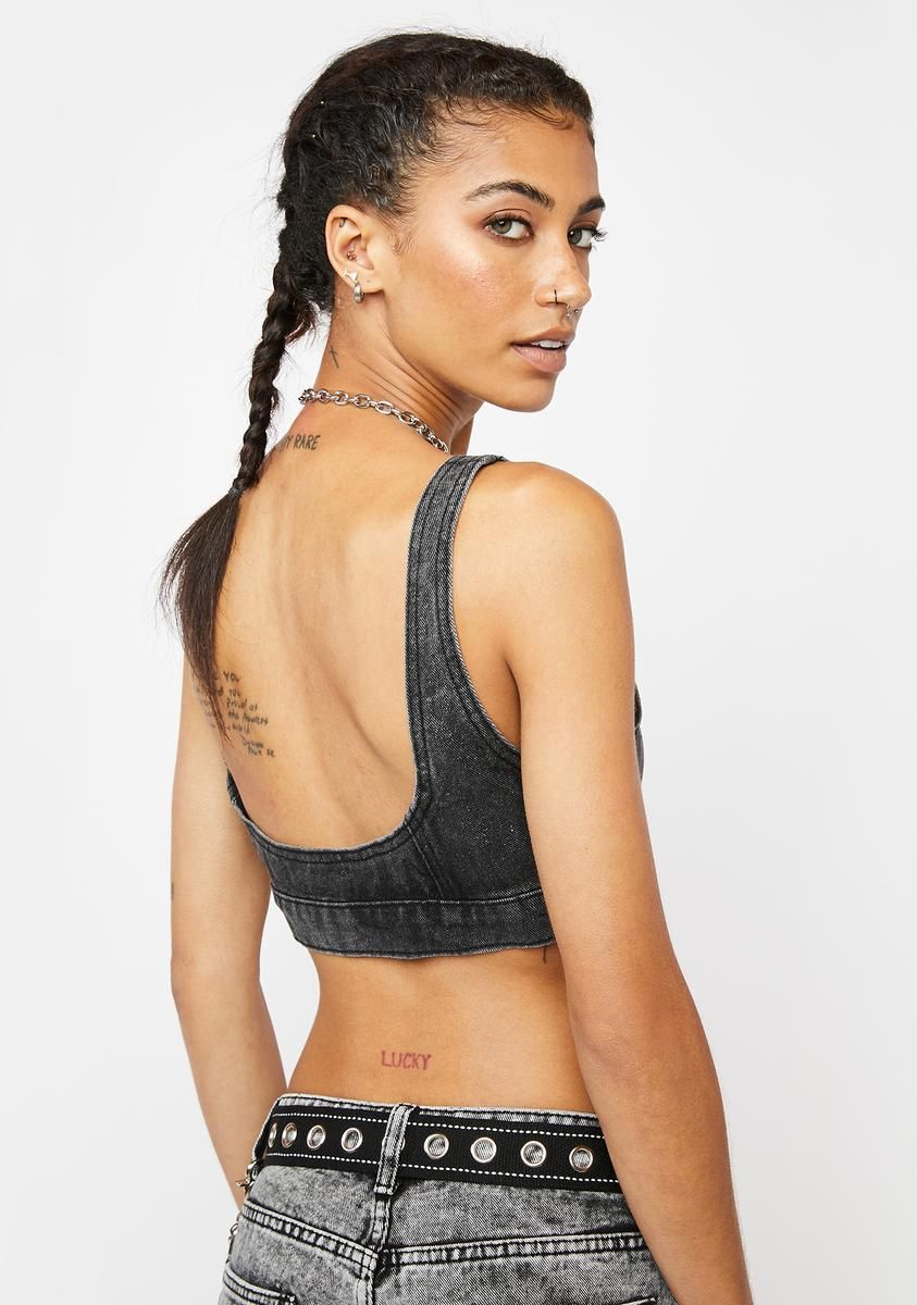 Washed Grey Extreme Crop Top sold by Dolls Kill product image thumbnail 4